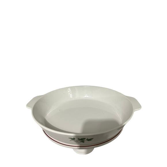 Vintage Prizer Ware Enamel Cast Iron Casserole Skillet White Green Ivy Heavy - Picture 4 of 5